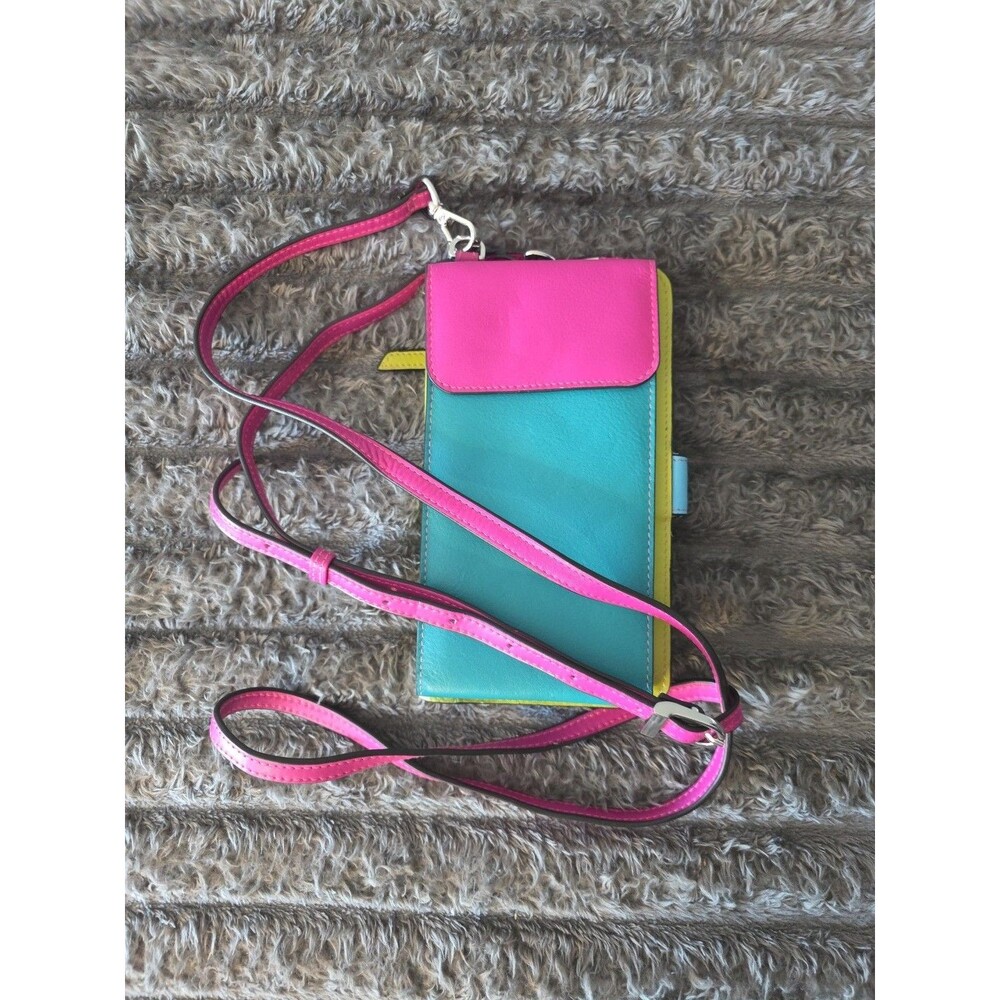 ili New York Leather RFID Smart Phone  Credit Card Crossbody Wallet Purse